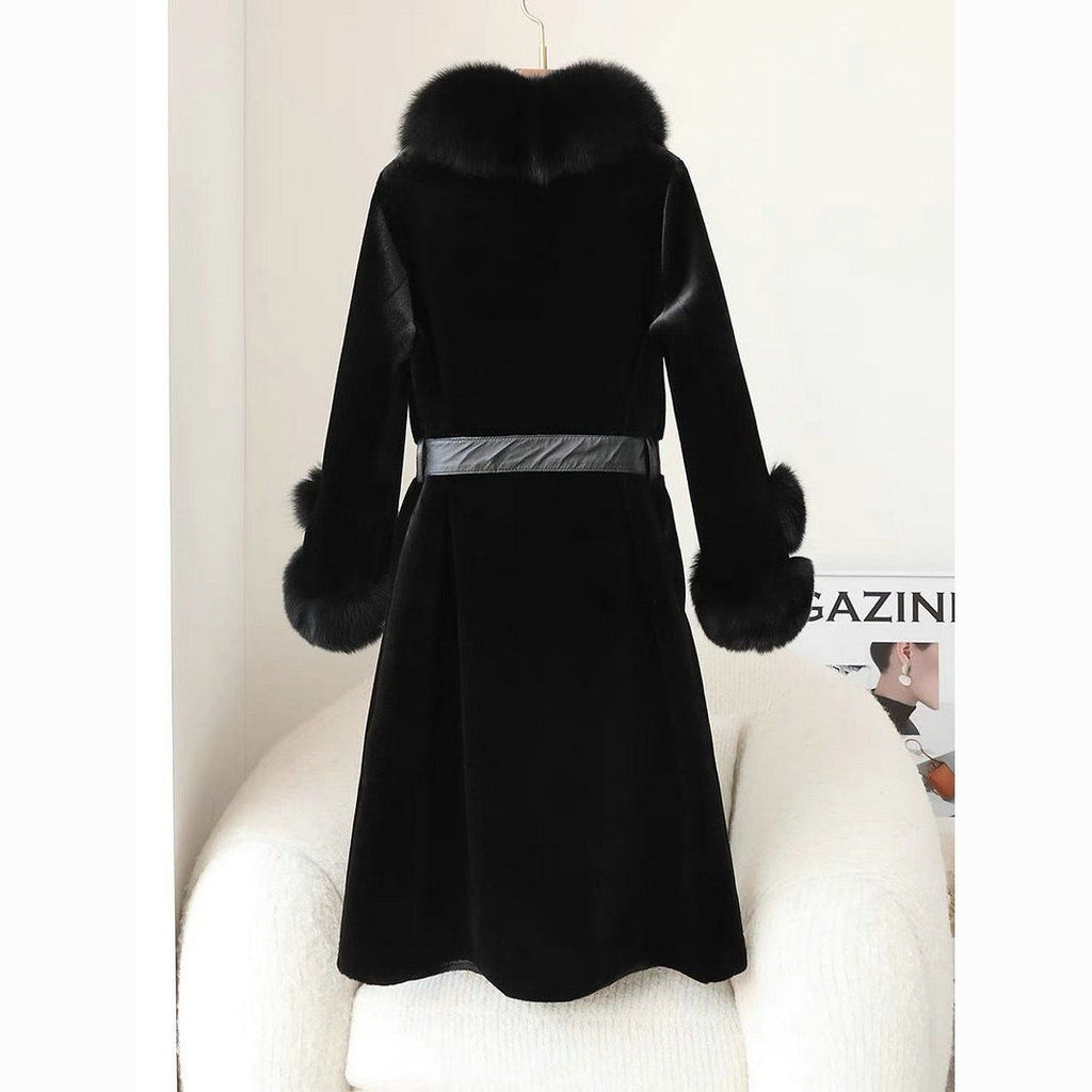 Thickened Faux Mink Coat With Large Fur Collar For Women