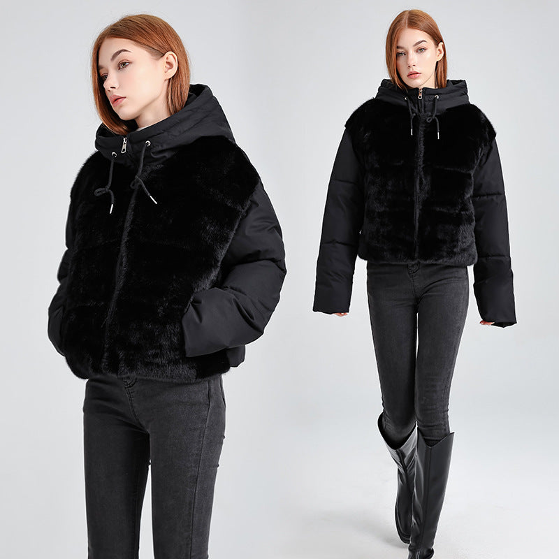 High-waisted Feather Down Plush Short Jacket