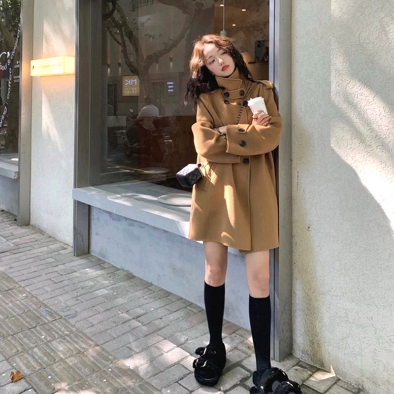 Petite Korean-style Thickened Double-faced Cashmere Coat