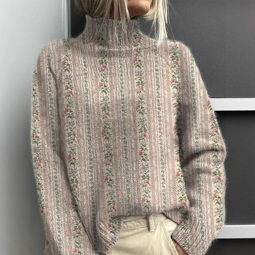 AutumnWinter Christmas Long-Sleeve Turtleneck Hoodie With Lapel Collar