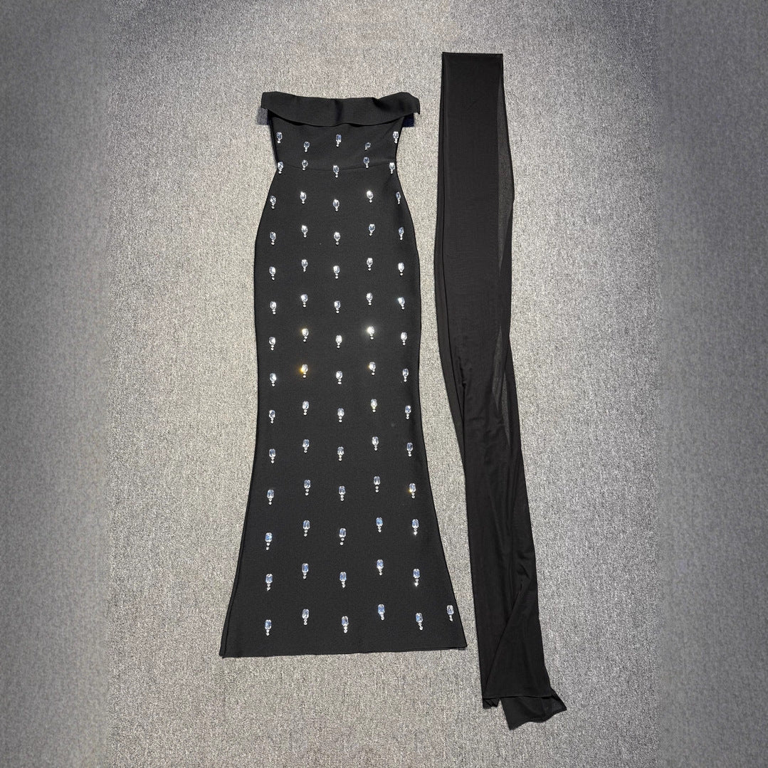 High-end Heavy Industry Banquet Order Diamond Bandage Dress