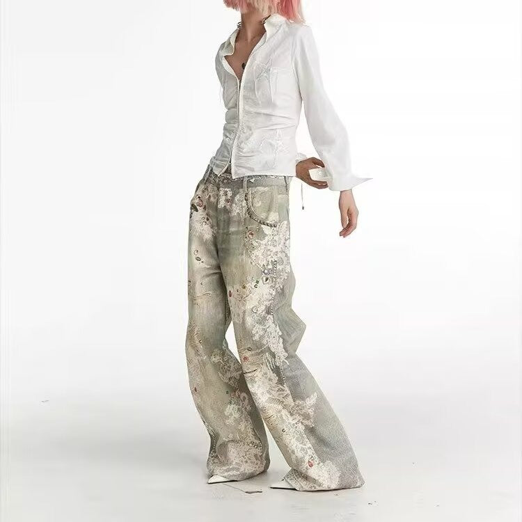 Street Fashion Niche Ripped Straight-leg Pants For Men