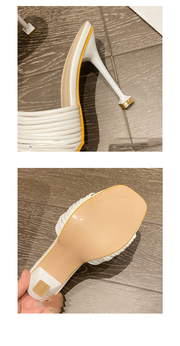 Women's Shoes With Thin Square Toe High Heels And Sandals