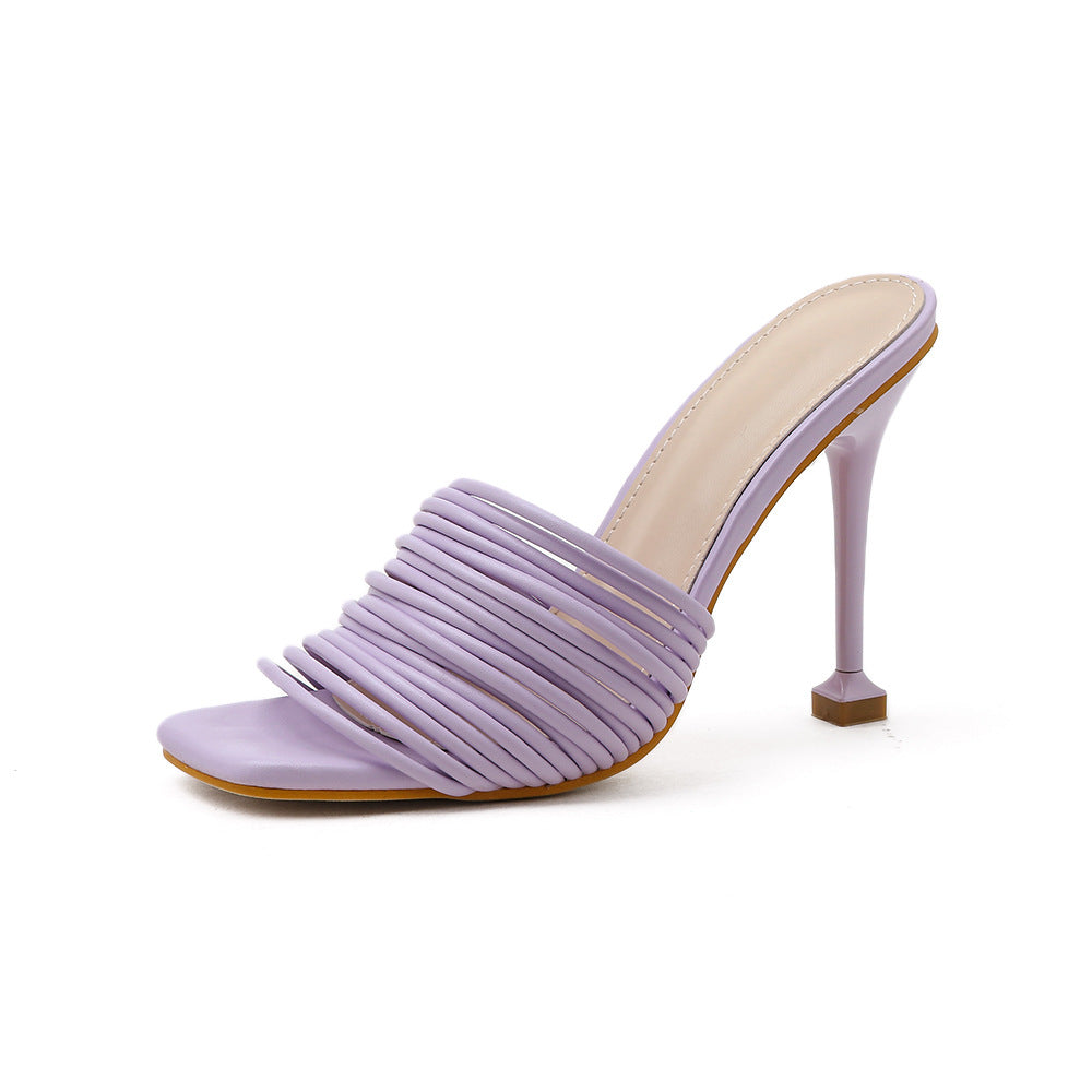 Women's Shoes With Thin Square Toe High Heels And Sandals