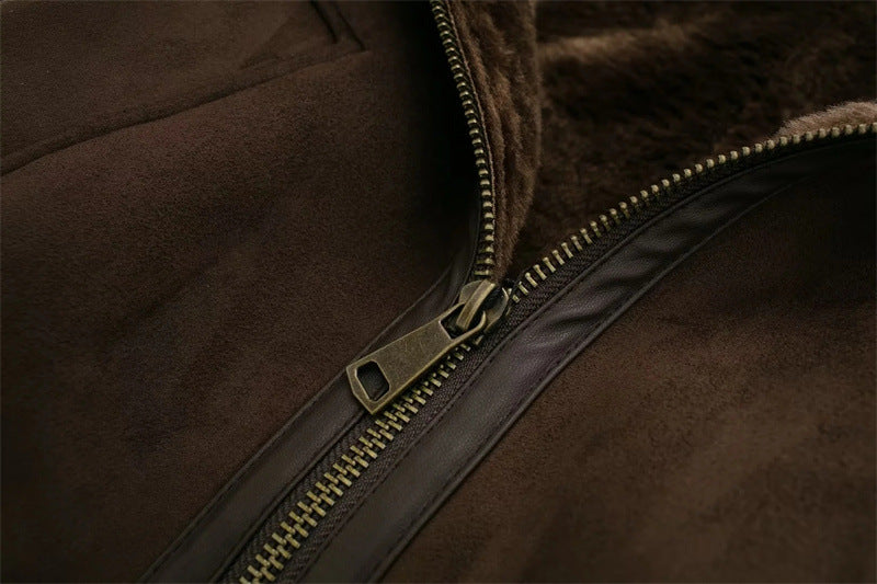 Warm Fur Integrated Loose Motorcycle Double-sided Jacket Jacket