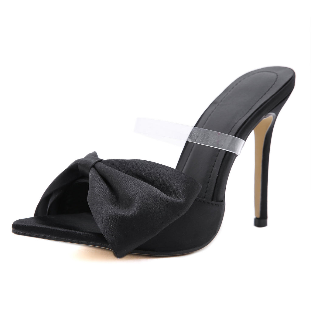 Pointed High Heels With Big Bow Stiletto Sandals And Slippers