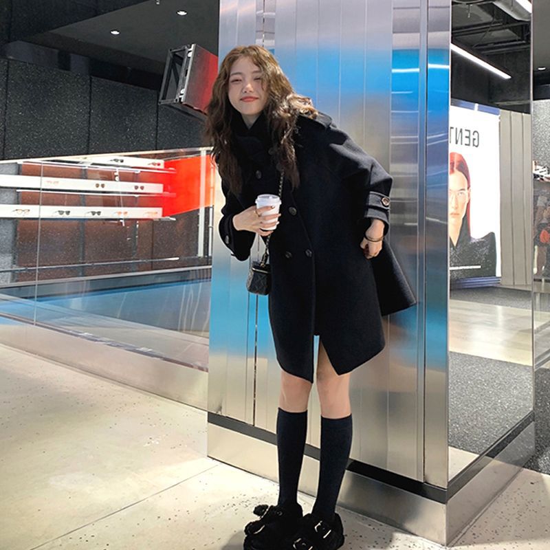 Petite Korean-style Thickened Double-faced Cashmere Coat