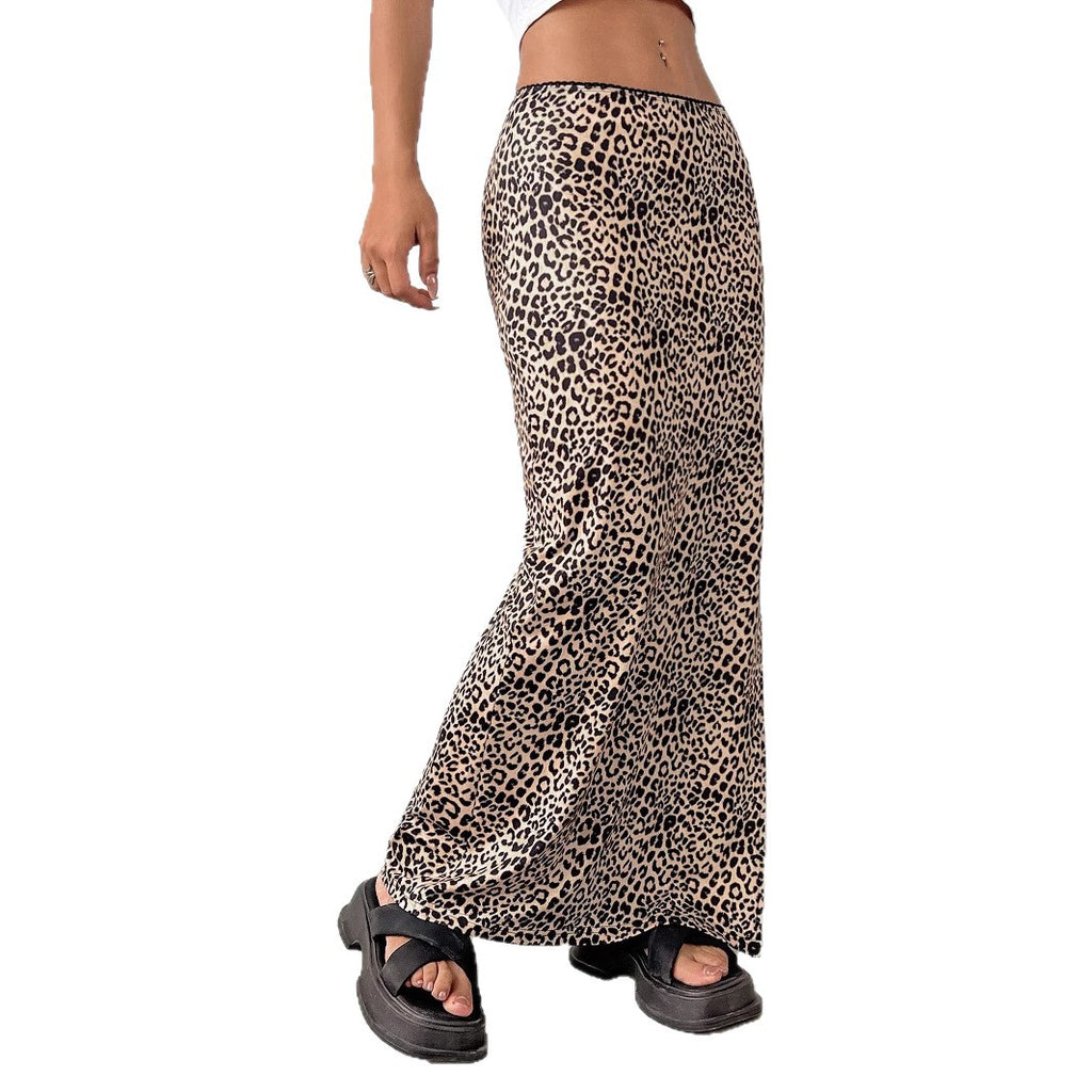 Sexy High-waisted Leopard Print Skirt With Slit