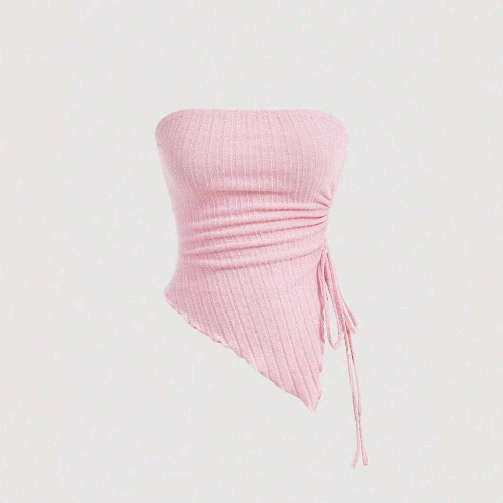 Women's Solid Color Tie-wrapped Bustier Top