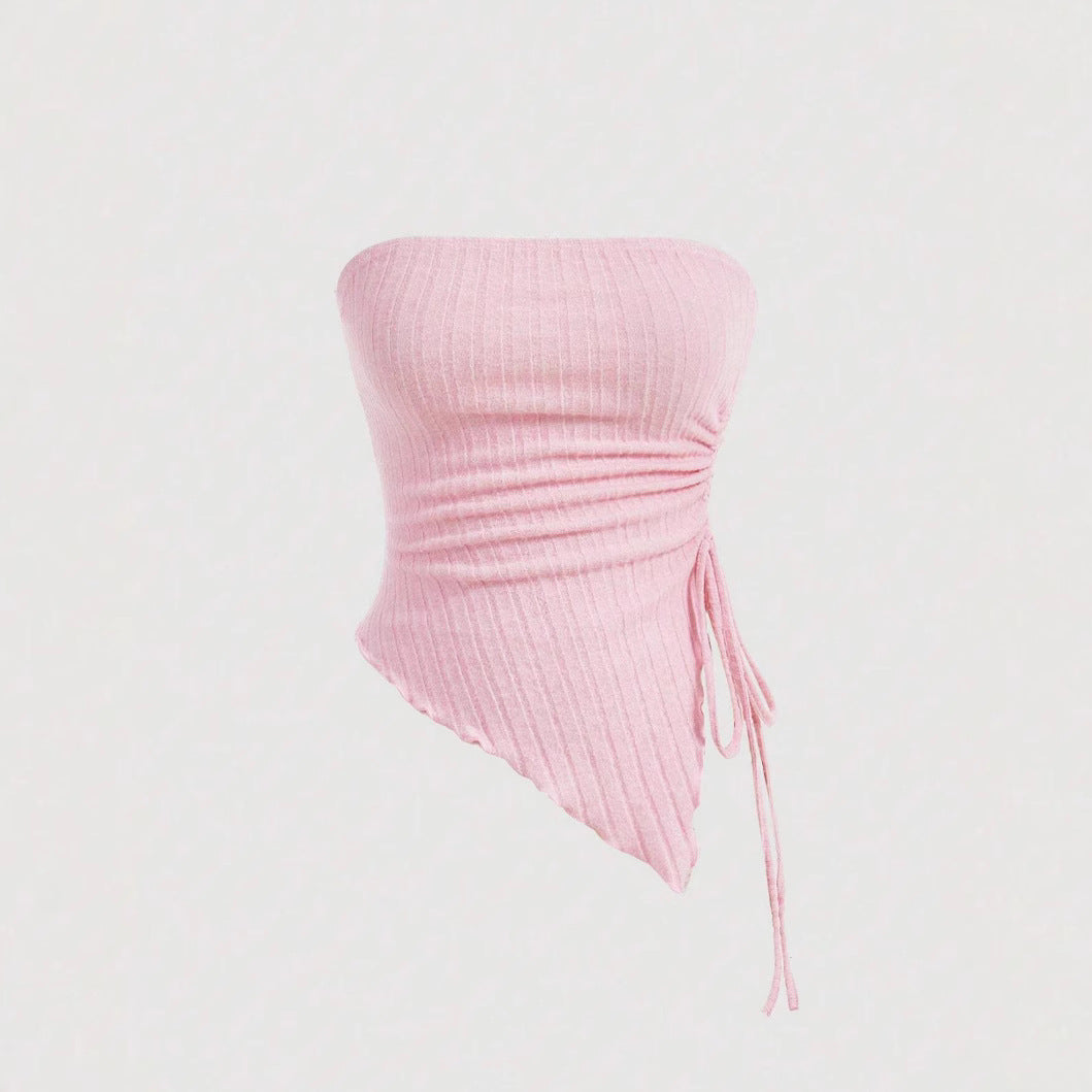 Women's Solid Color Tie-wrapped Bustier Top