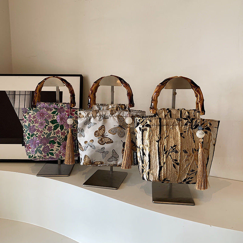 New Stylish Bamboo Handle Women's Handbag