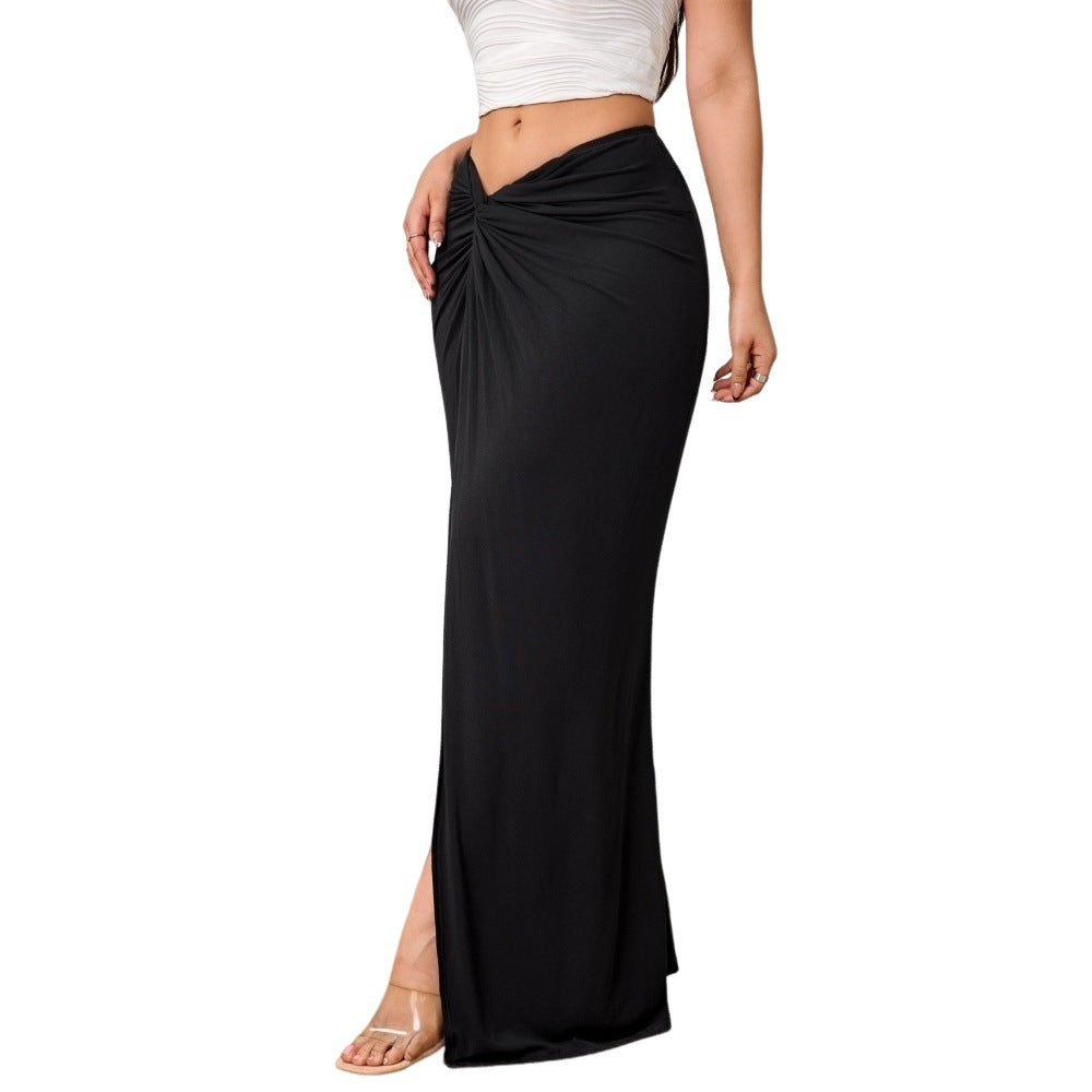 Women's High-end Elegant Skirt, Autumn And Winter New High-waist Slit Midi Skirt