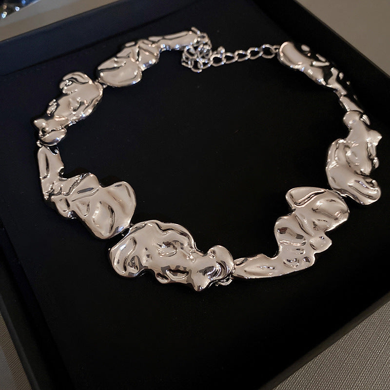 Women's Irregular Metal-Style Pleated Necklace