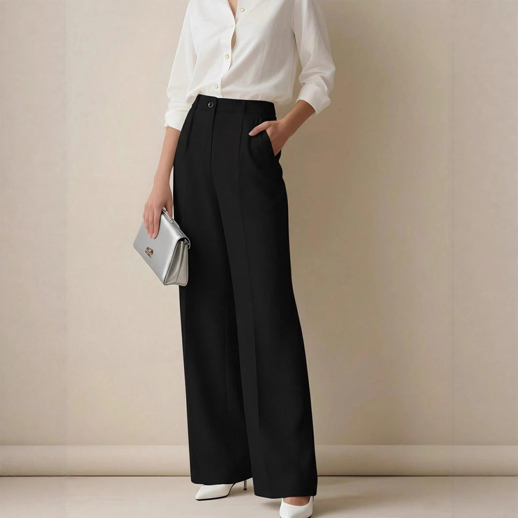 White High-waisted Loose Straight-leg Casual Pants
