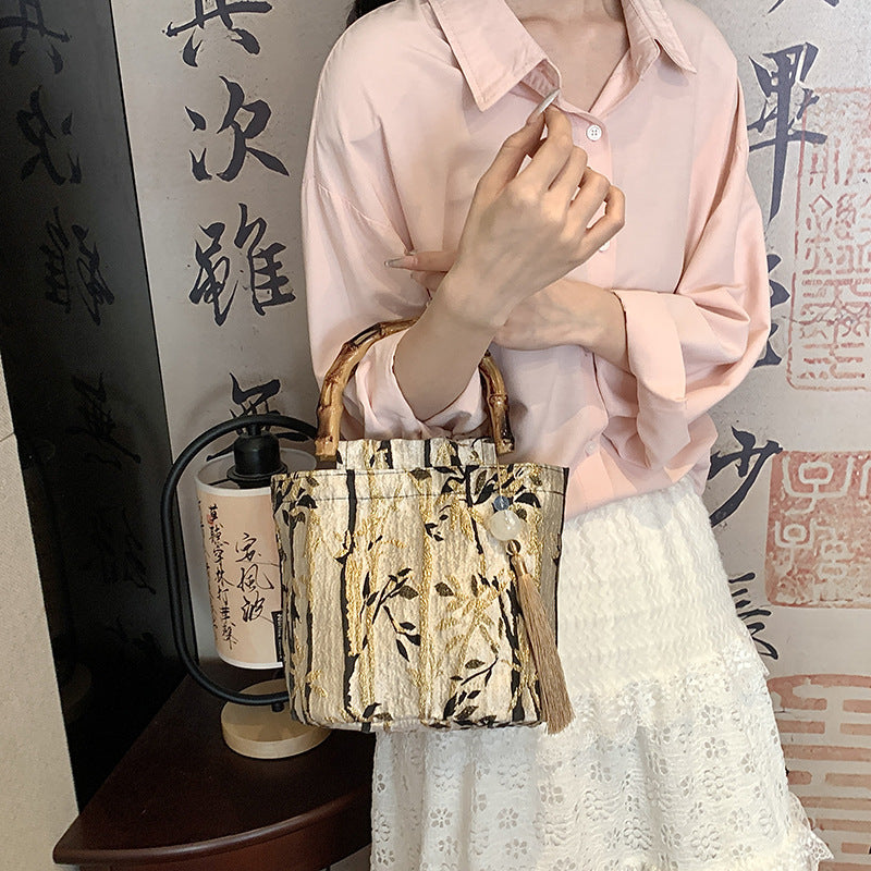 New Stylish Bamboo Handle Women's Handbag