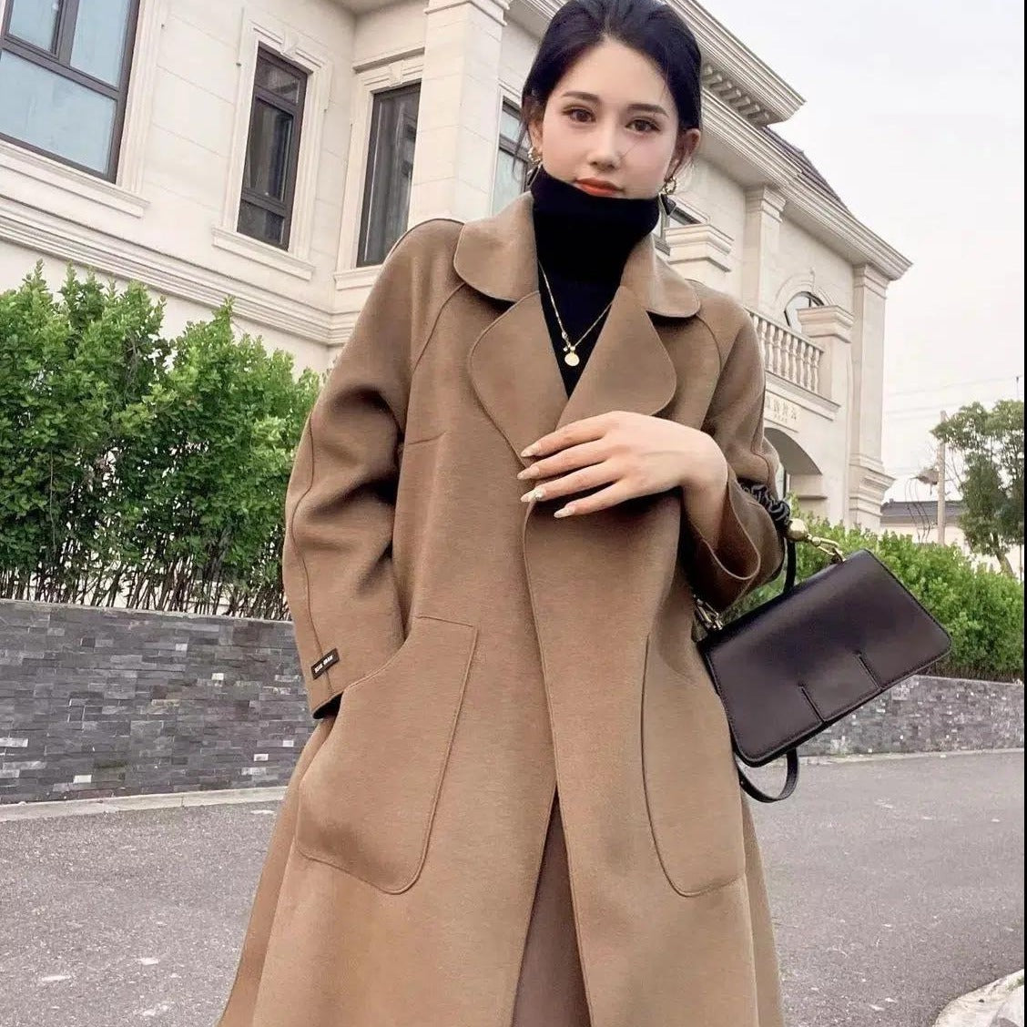 Double-faced Cashmere Coat Women's Mid-length Over The Knee