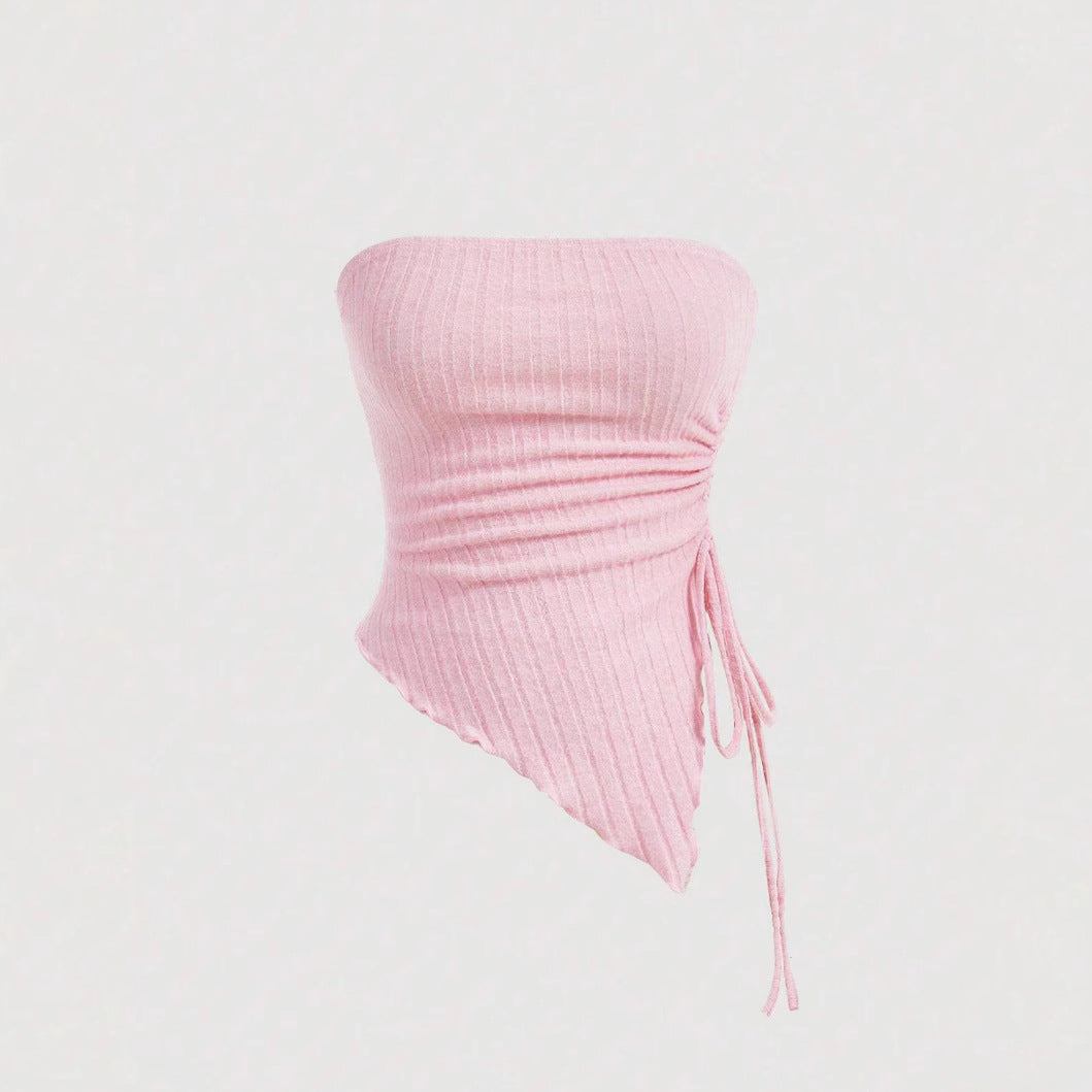 Women's Solid Color Tie-wrapped Bustier Top