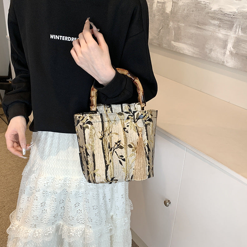 New Stylish Bamboo Handle Women's Handbag