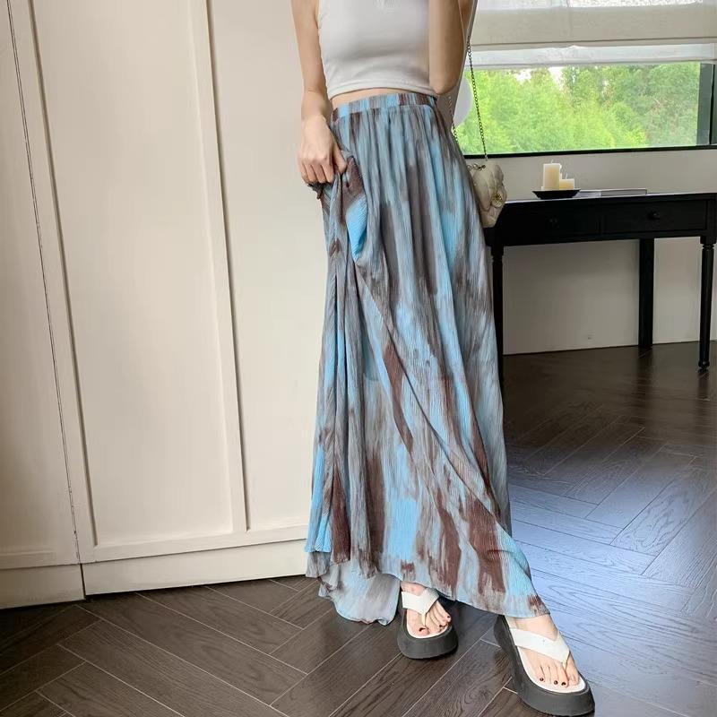 Retro Tie-dye High-waisted Slimming A-line Skirt