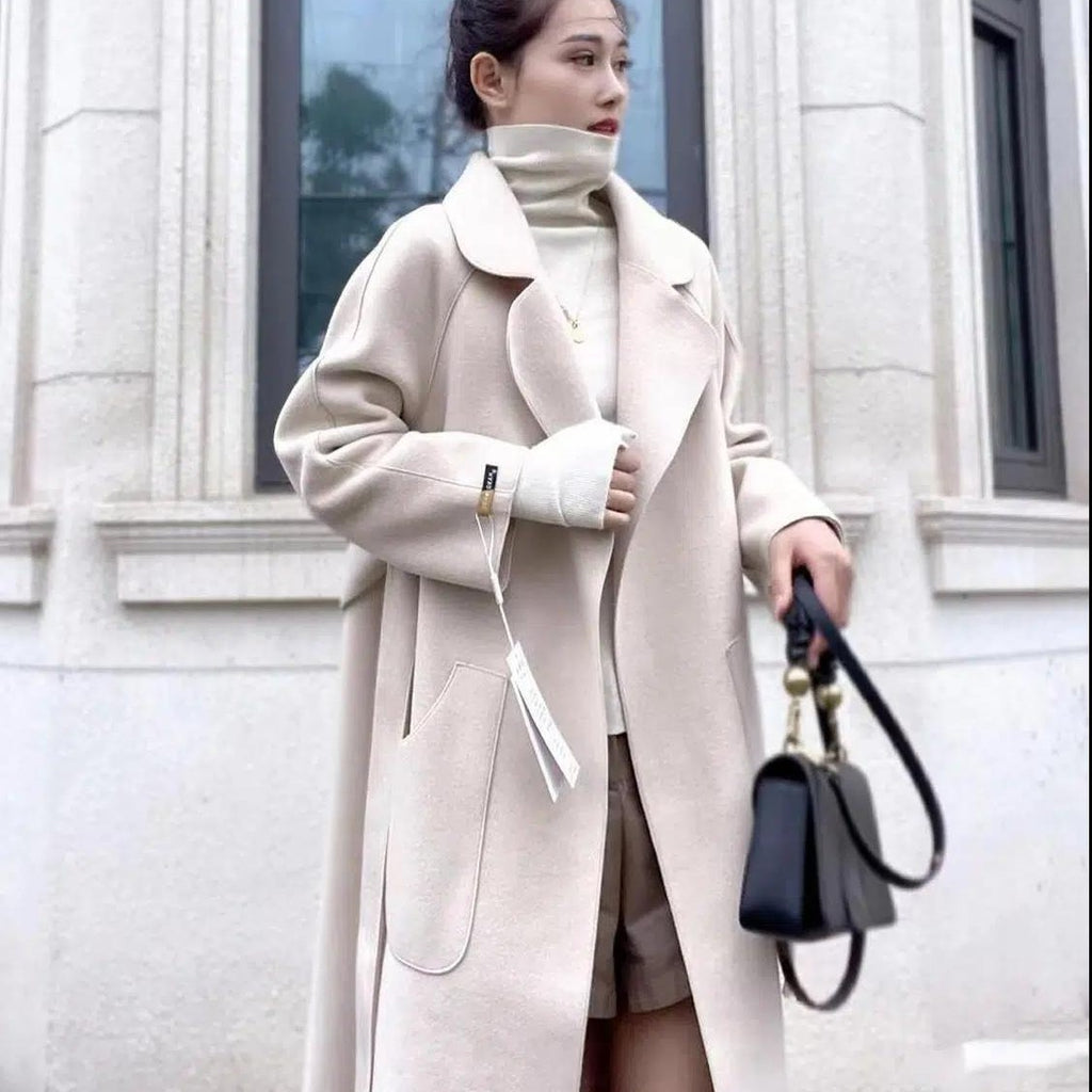 Double-faced Cashmere Coat Women's Mid-length Over The Knee