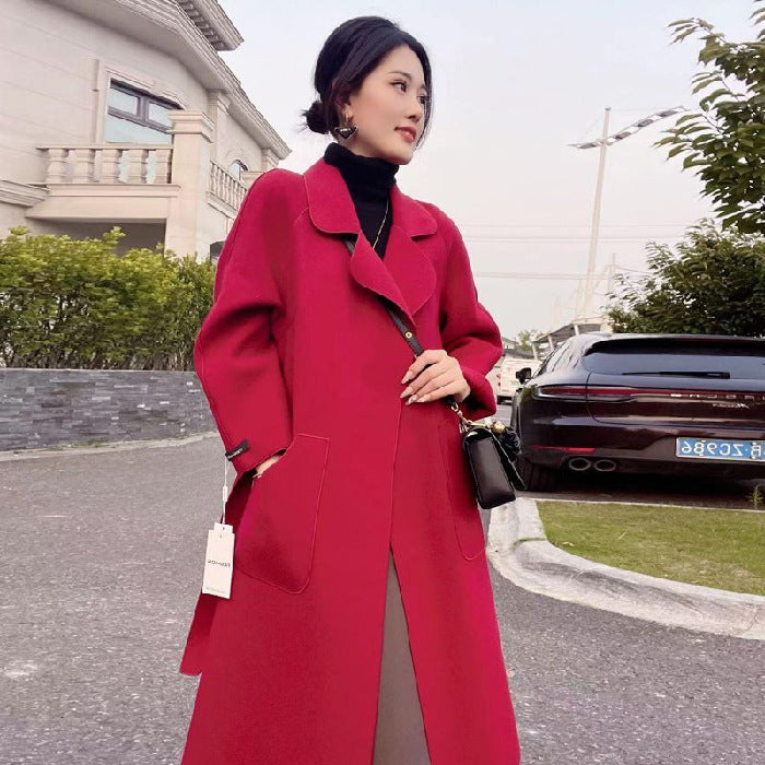 Double-faced Cashmere Coat Women's Mid-length Over The Knee
