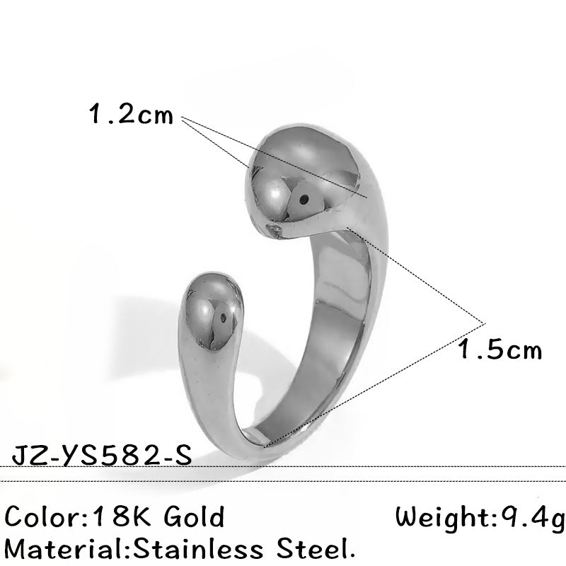Stainless Steel Ring, Minimalist Geometric Polished Band For Women