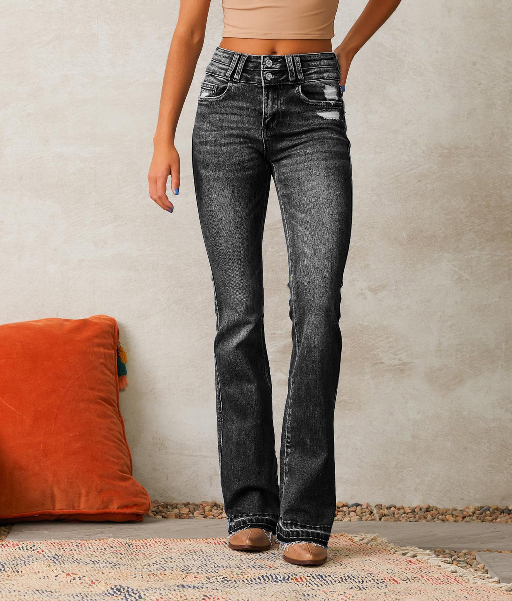 Women's Casual Versatile Ripped Washed Jeans